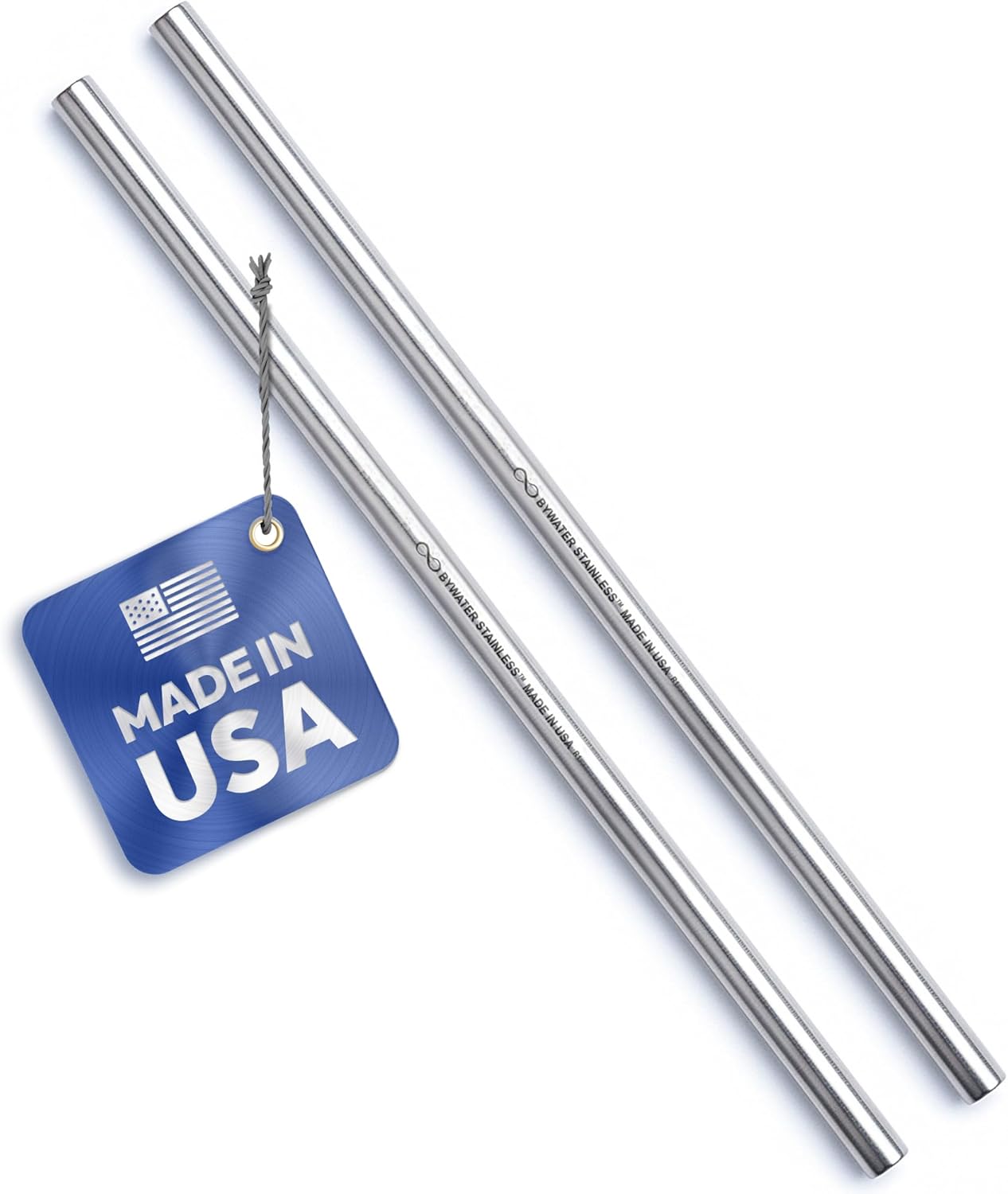 Made in USA Bywater Stainless Steel 10.5 Inch Straw Set of 2 Food Grade Premium Straws. Fits Stanley, Yeti Straw Lid, Owala and Many Others With Standard Straws. DOES NOT FIT FLIP STYLE LIDS