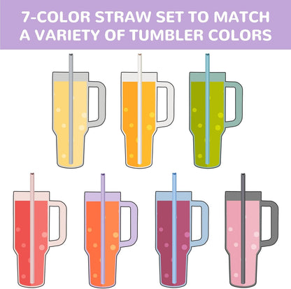 Tomorotec 15PCS Heart Shaped Silicone Straws Fit for Stanley 40oz 30oz 20oz Tumbler, 12.2 Inch Reusable Silicone Drinking Straws Fit for Stanley Cups, Customizable for Various Drinkware w/ 2 Brushes