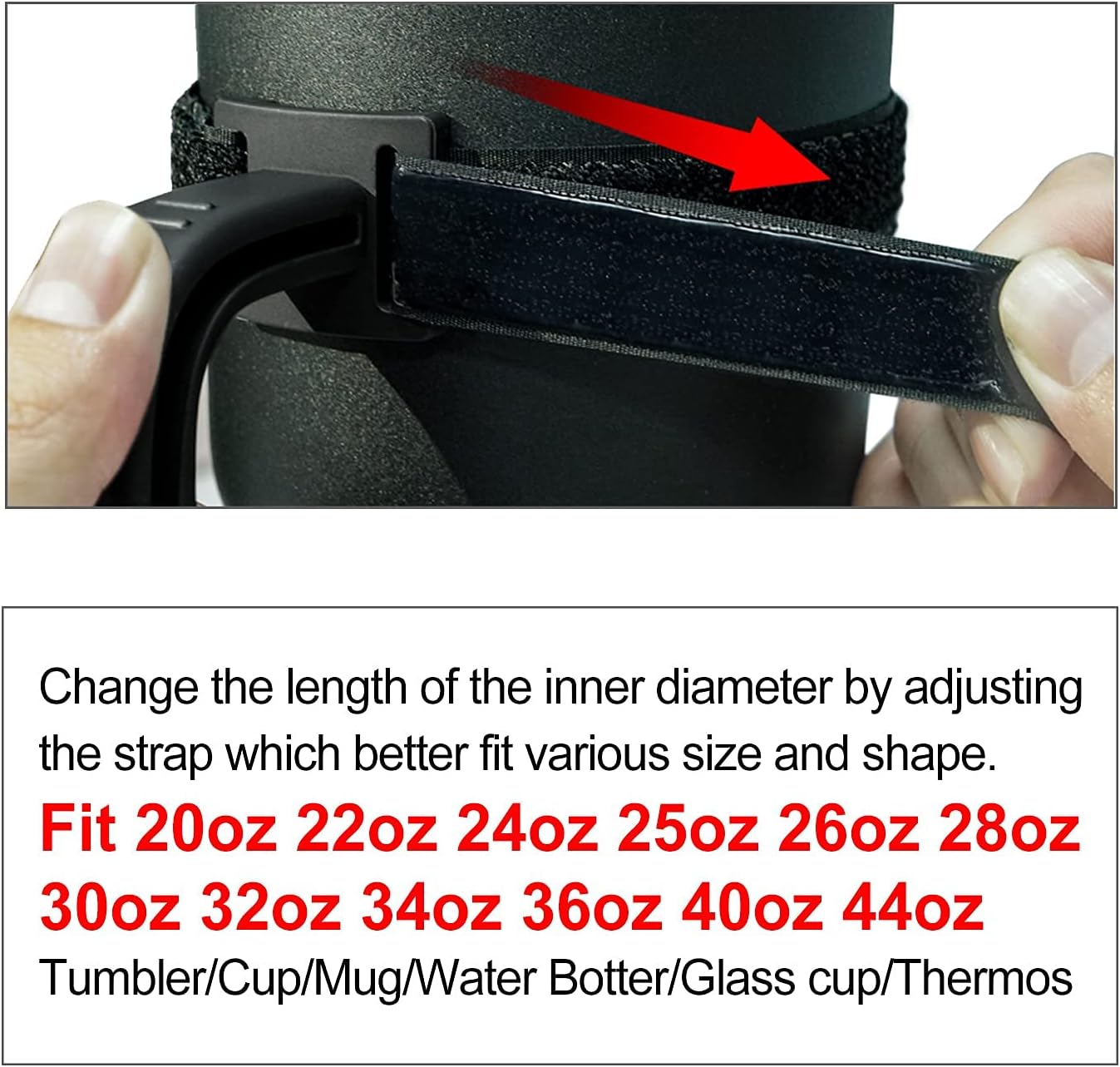 11 Colors Anti-Slip Adjustable Tumbler Cup Handle Fit 20 Oz to 44 Oz of YETI, RTIC, Ozark Trail, Simple Modern, SIC, SUNWILL, Tervis and More Brand Travel Tumbler Cup Mug NO Brand Limitid Black