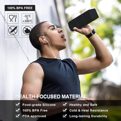 BEAUTAIL Collapsible Water Bottles 20.6oz, Silicone Foldable Portable Travel Water Bottle, Lightweight Reusable Leakproof for Traveling Camping Hiking Cycling Yoga Sports Outdoor