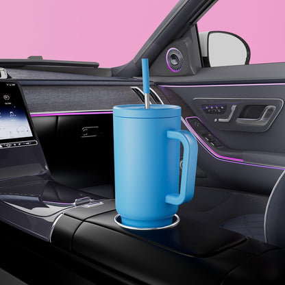 Meoky 40 oz Tumbler with Handle and Straw: Stainless Steel Insulated Tumbler with Lid and Straw - 100% Leak Proof Tumbler for Car Cup Holders - Travelers Commuters Workers, Donut