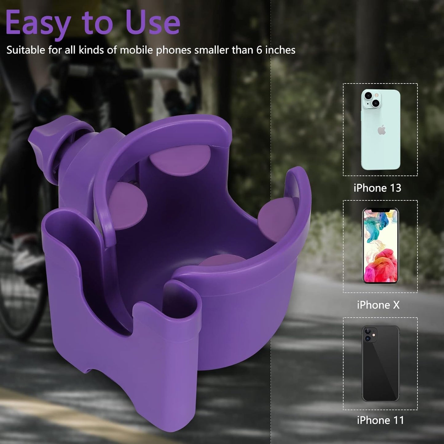 Suranew Universal Stroller Cup Holder, Adjustable Drink Holder with Phone Holder for Baby Stroller, Wheelchair, Walker, Bike, Scooter, Gifts for Family Member.