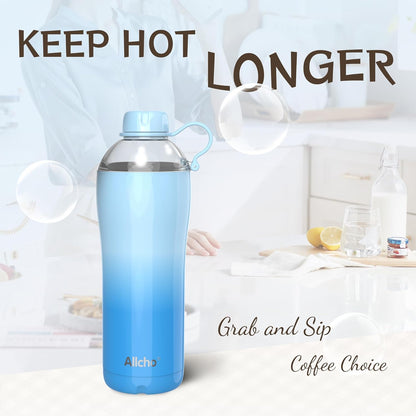 Allcho Insulated Water Bottle for Women, 18oz Stainless Steel Leak Proof Tumbler with 2 Lids, BPA-Free Tritan Chug & Straw Lid, Double Wall Vacuum Flask