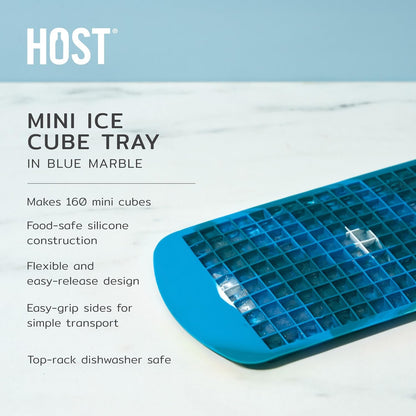 Host Ice Cube Tray, Makes Four 5-Inch Long Cubes, Durable Silicone Trays with Easy Release Design, Perfect for Water Bottles and Highball Glasses, Home Bar Accessories, Set of 1, Marble