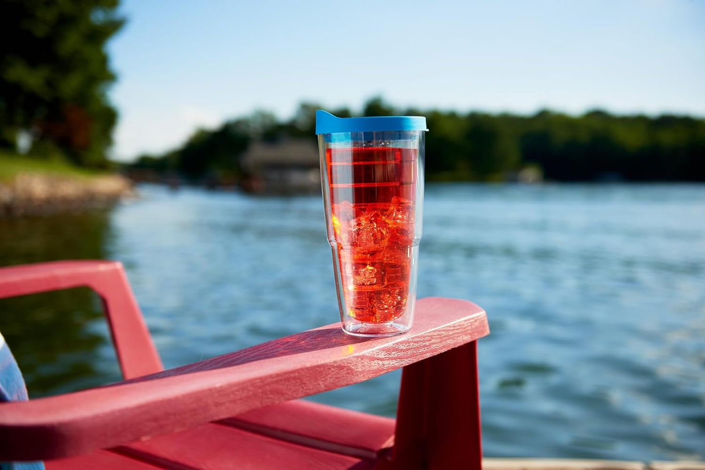 Tervis Clear & Colorful Tabletop Made in USA Double Walled Insulated Tumbler Travel Cup Keeps Drinks Cold & Hot, 16oz Mug, Clear