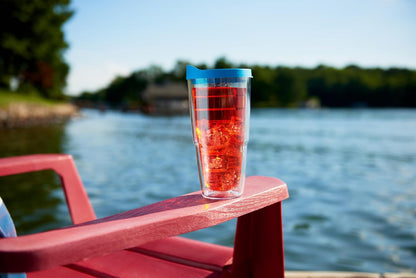 Tervis Clear & Colorful Tabletop Made in USA Double Walled Insulated Tumbler Travel Cup Keeps Drinks Cold & Hot, 16oz Mug, Clear