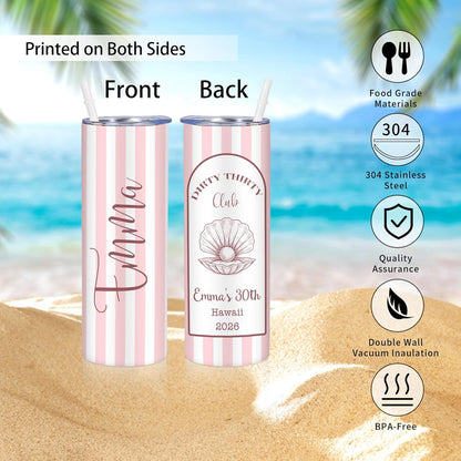 Girl Trip Gifts for Women, Personalized Girls Trip Tumblers with Name Text, Custom Beach Tumbler, Road Trips Vacation Cruise Cup with Lid and Straw, Bachelorette Party Girl Weekend Gift For Friend