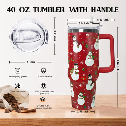 Ceovfoi 40 oz Pickleball Coffee Mug Vacuum Insulated Travel Tumbler with Handle, Lid & Straw - Perfect Pickleball Gifts for Players, Coaches, Lovers | Pickleball Accessories