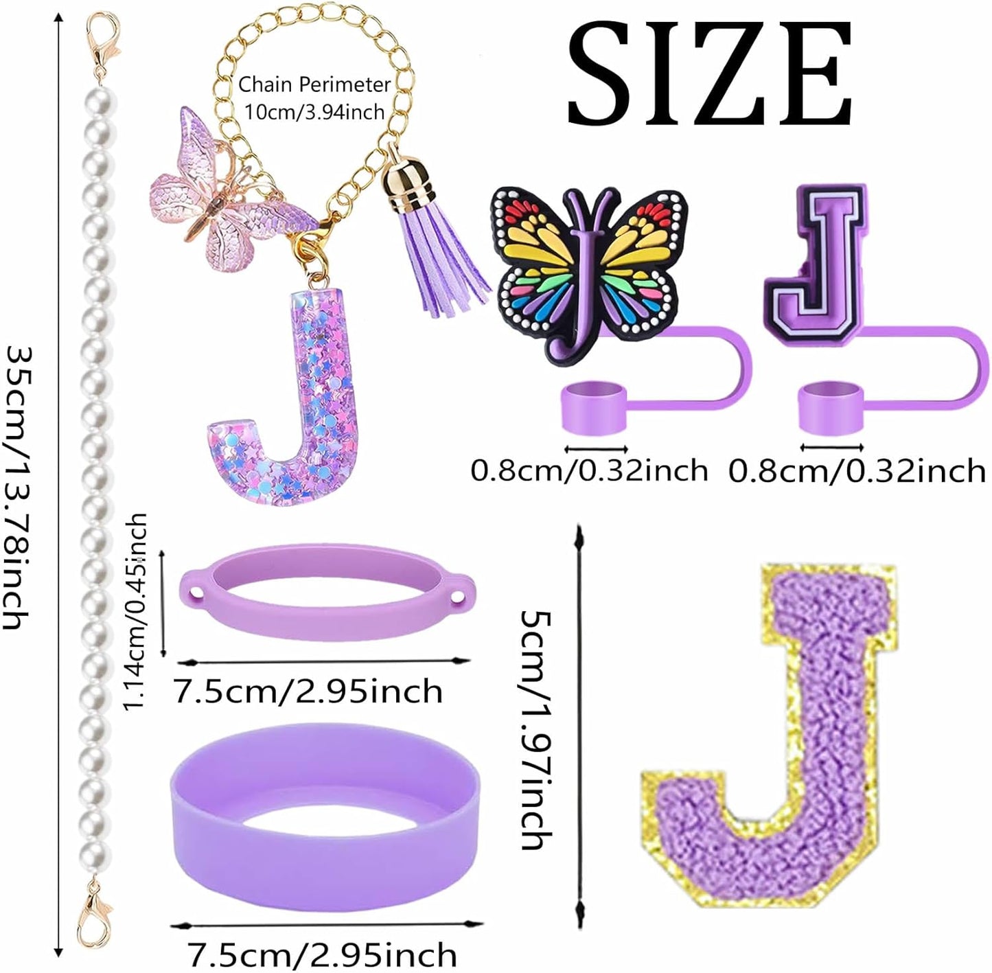 7pcs Cup Accessories for Stanley 30/40oz Tumbler, Handle Strap, Straw Cover, Silicone Boot, Letter Charm Stickers