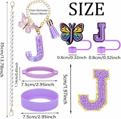 7pcs Cup Accessories for Stanley 30/40oz Tumbler, Handle Strap, Straw Cover, Silicone Boot, Letter Charm Stickers