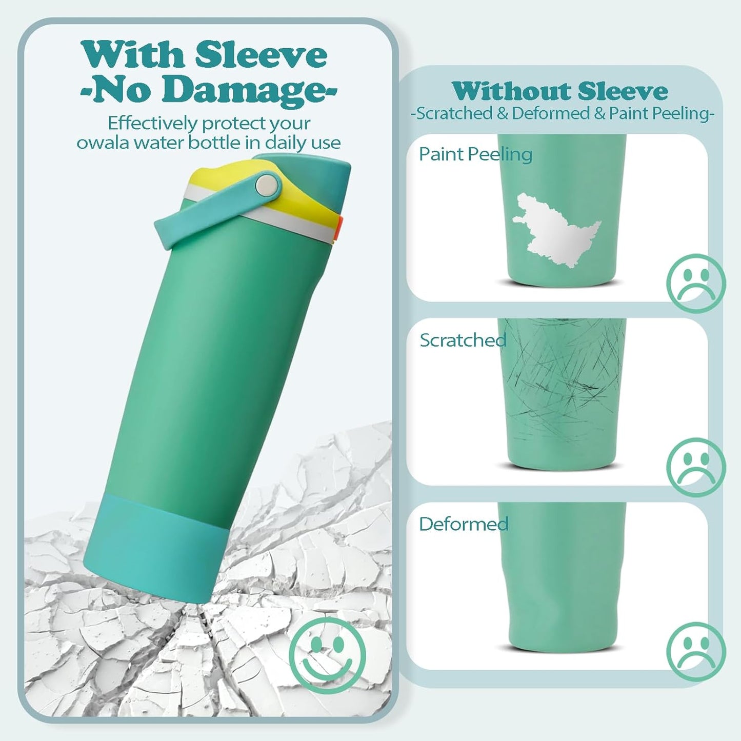 2PCS Silicone Boots for Owala 30oz & 40oz FreeSip Sway Bottles & Tumblers – Non-Slip, Scratch-Resistant, Stability Enhancer for Owala Accessories (Eucalyptus Green) - Colors A