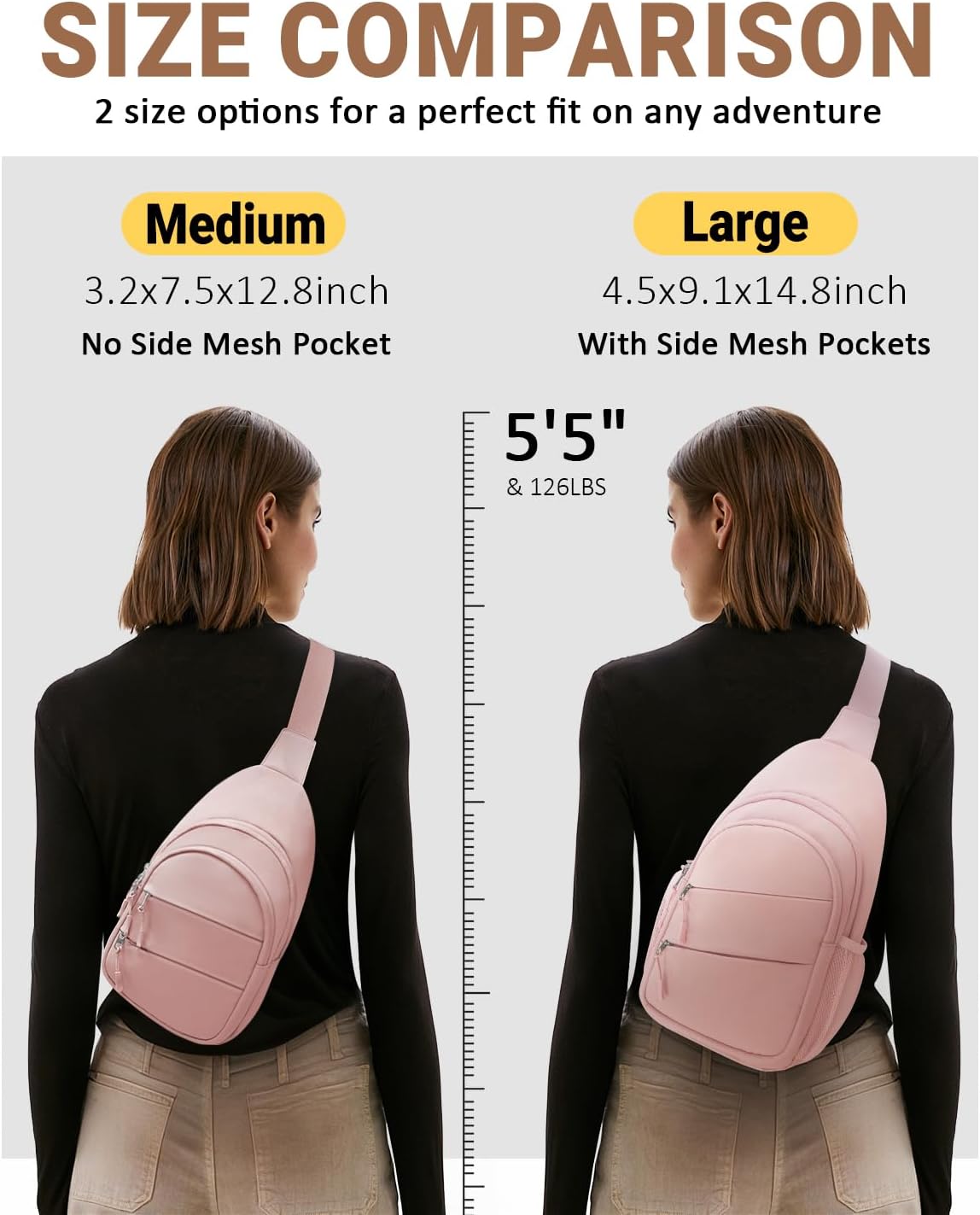 Tuwubi Crossbody Bags for Women, Sling Bag for Men, Small Hiking Backpack Anti Theft Lightweight for Outdoors Travel (M, Black)