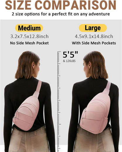 Tuwubi Crossbody Bags for Women, Sling Bag for Men, Small Hiking Backpack Anti Theft Lightweight for Outdoors Travel (M, Black)