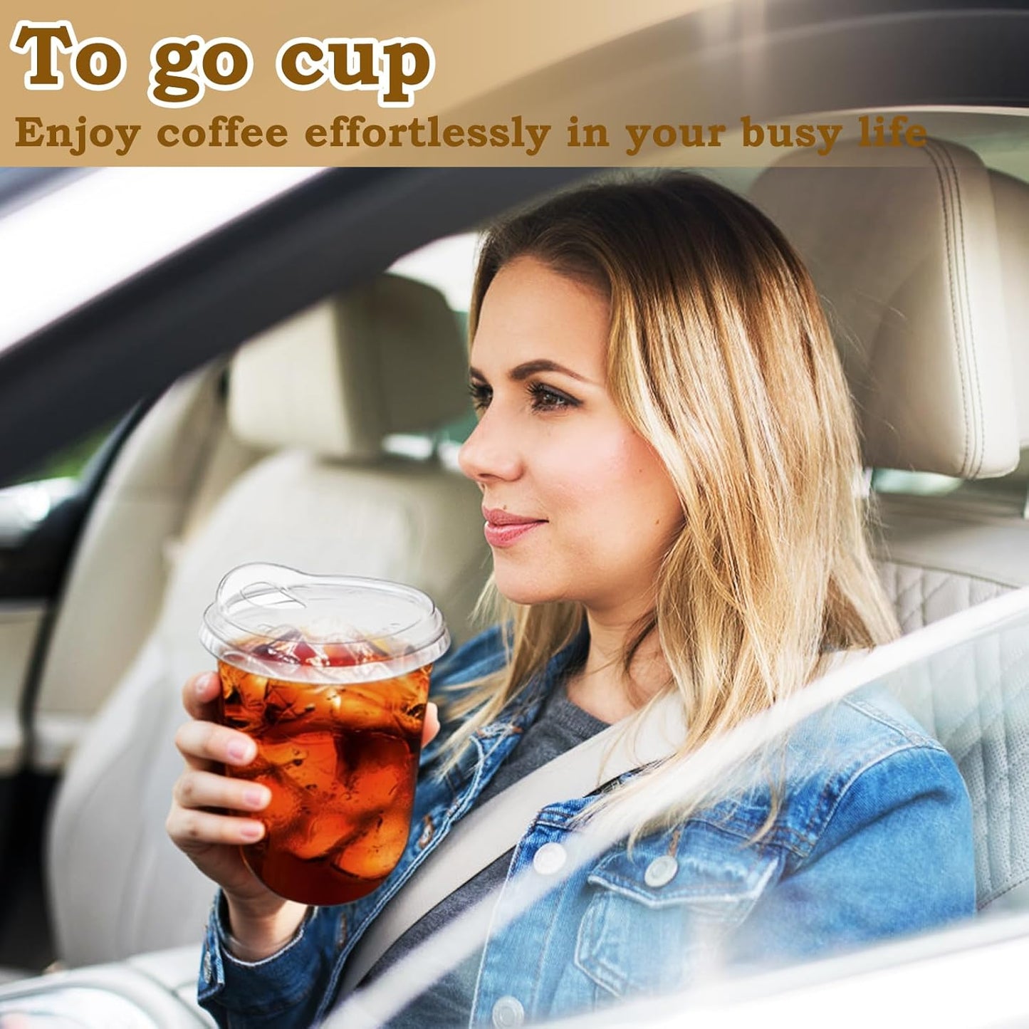 Alaeseje 50 Pack Clear Plastic Cups with Strawless Sip Lids,16 oz Iced Coffee Cups with Lids,Disposable PET Crystal Cups,Round Bottom To Go Cup for Iced Coffee Juice Smoothie Cold Beverage