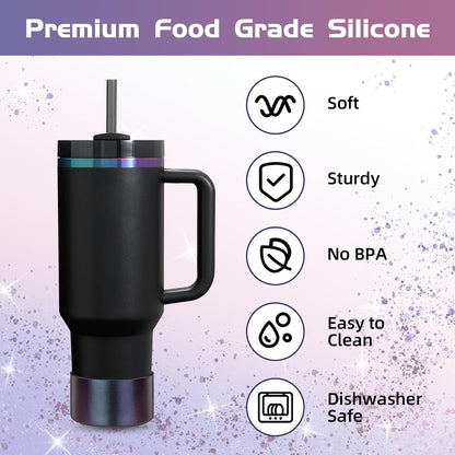Glossy Gradient Silicone Boot, Compatible with Stanley H2.0 20-40oz & IceFlow 20-30oz, Chameleon Metallic Shimmer Cup Sleeve Protector for Hydroflask and Bottle Bottom with 2.8-3in