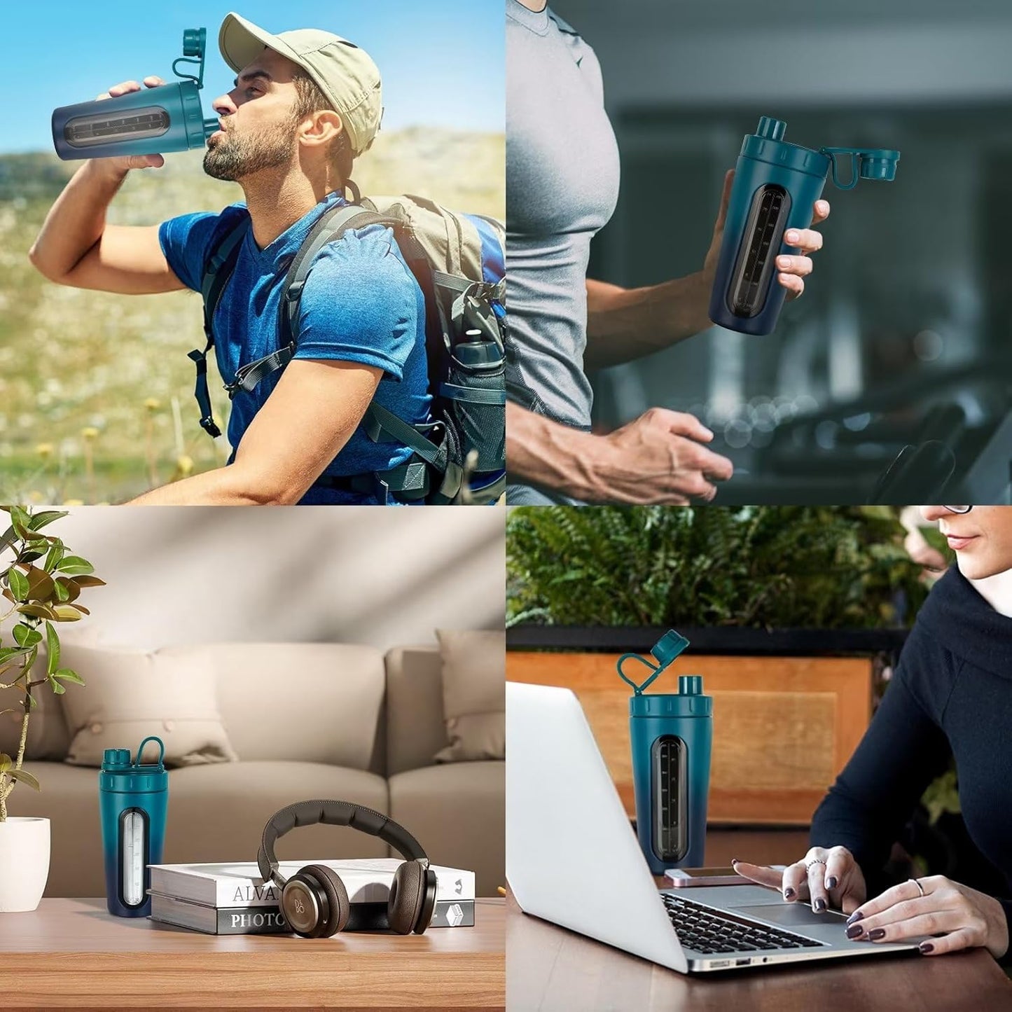 TOOFEEL Shaker Bottles for Protein Mixes 28 oz Stainless Steel Protein Shaker with 2 Mixing Ball, Not Stays Cold/Hot, Visible Window Metal Shaker Cups, Leakproof, BPA Free Bottle Shaker