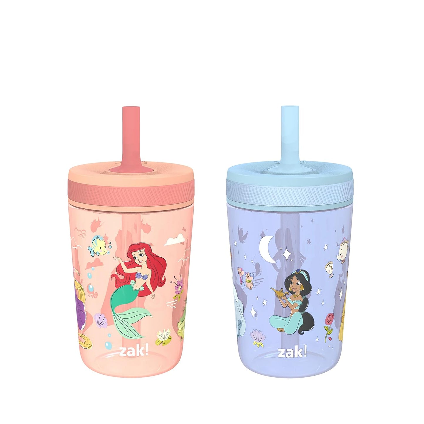 Zak Designs 15oz Bluey Kelso Tumbler Set, Leak-Proof Screw-On Lid with Straw Made of Durable Plastic and Silicone, Perfect Bundle for Kids, 2 Count (Pack of 1) - Colors A