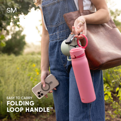 Simple Modern Mesa Loop Water Bottle with Covered Straw and Handle | 24oz Cup Holder Friendly Insulated Stainless Steel Bottles for Travel, Sports and School | Iris Sage - Colors A