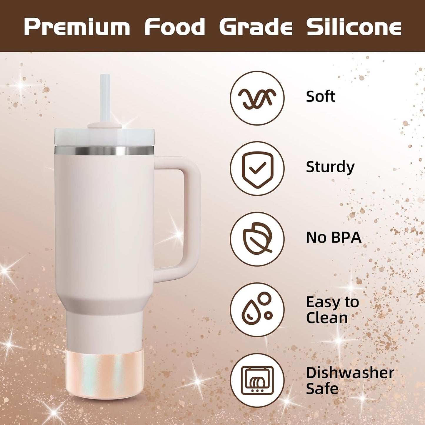 Glossy Gradient Silicone Boot, Compatible with Stanley H2.0 20-40oz & IceFlow 20-30oz, Chameleon Metallic Shimmer Cup Sleeve Protector for Hydroflask and Bottle Bottom with 2.8-3in