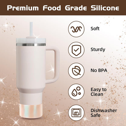 Glossy Gradient Silicone Boot, Compatible with Stanley H2.0 20-40oz & IceFlow 20-30oz, Chameleon Metallic Shimmer Cup Sleeve Protector for Hydroflask and Bottle Bottom with 2.8-3in