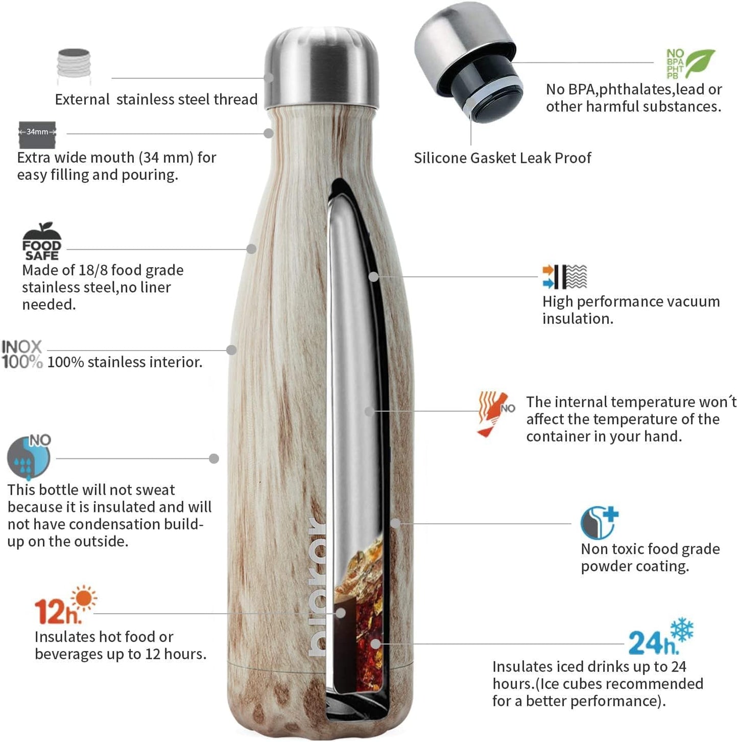 BJPKPK Insulated Water Bottle 12oz Small Stainless Steel Water Bottles Reusable Metal Thermal Keep Cold and Hot,Dreamy Purple - Colors B