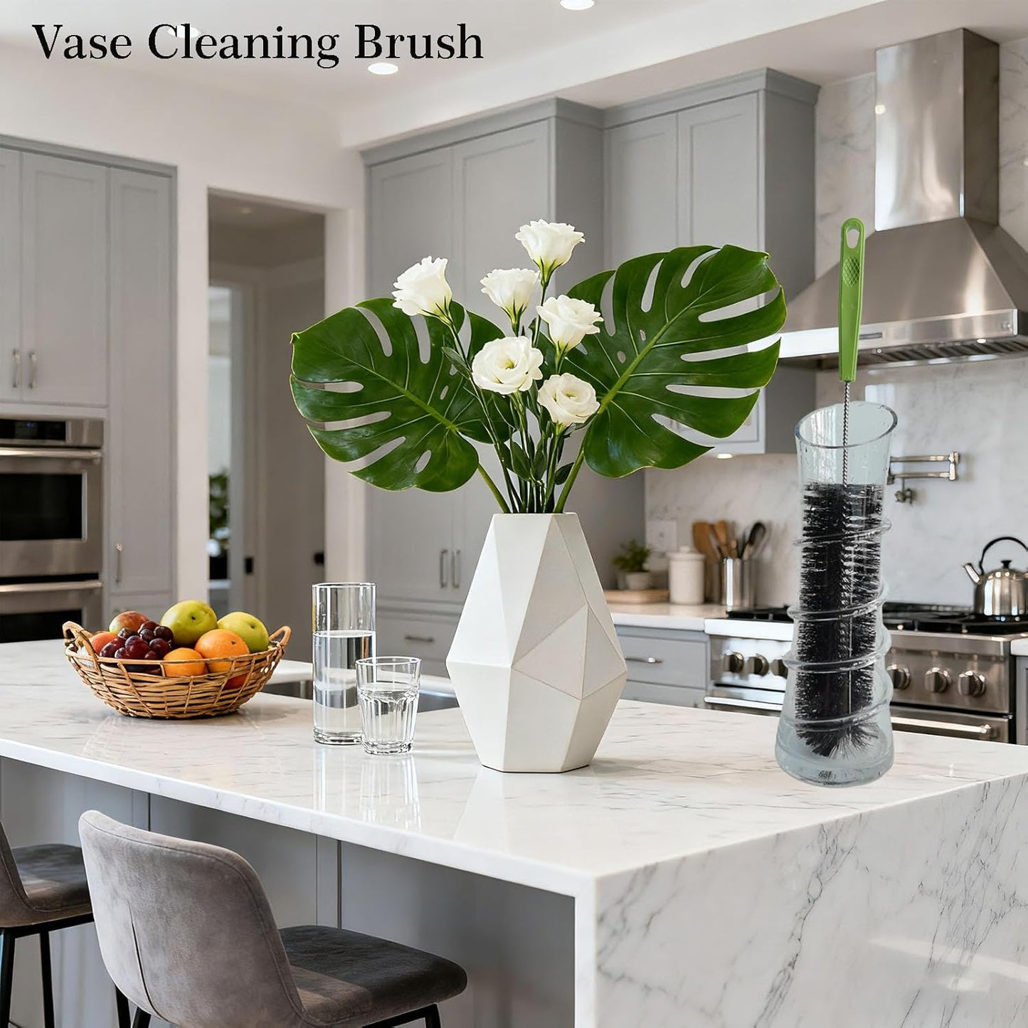 17 Inches Extra Long Handle Bottle Cleaning Brush for Narrow Neck Wine, Beer Bottle, Sport Bottles, Baby Bottles, deep Cups, Vase, Thermos, Glass, Pipes, Kitchen Sinks, Flask, and Hummingbird Feeders