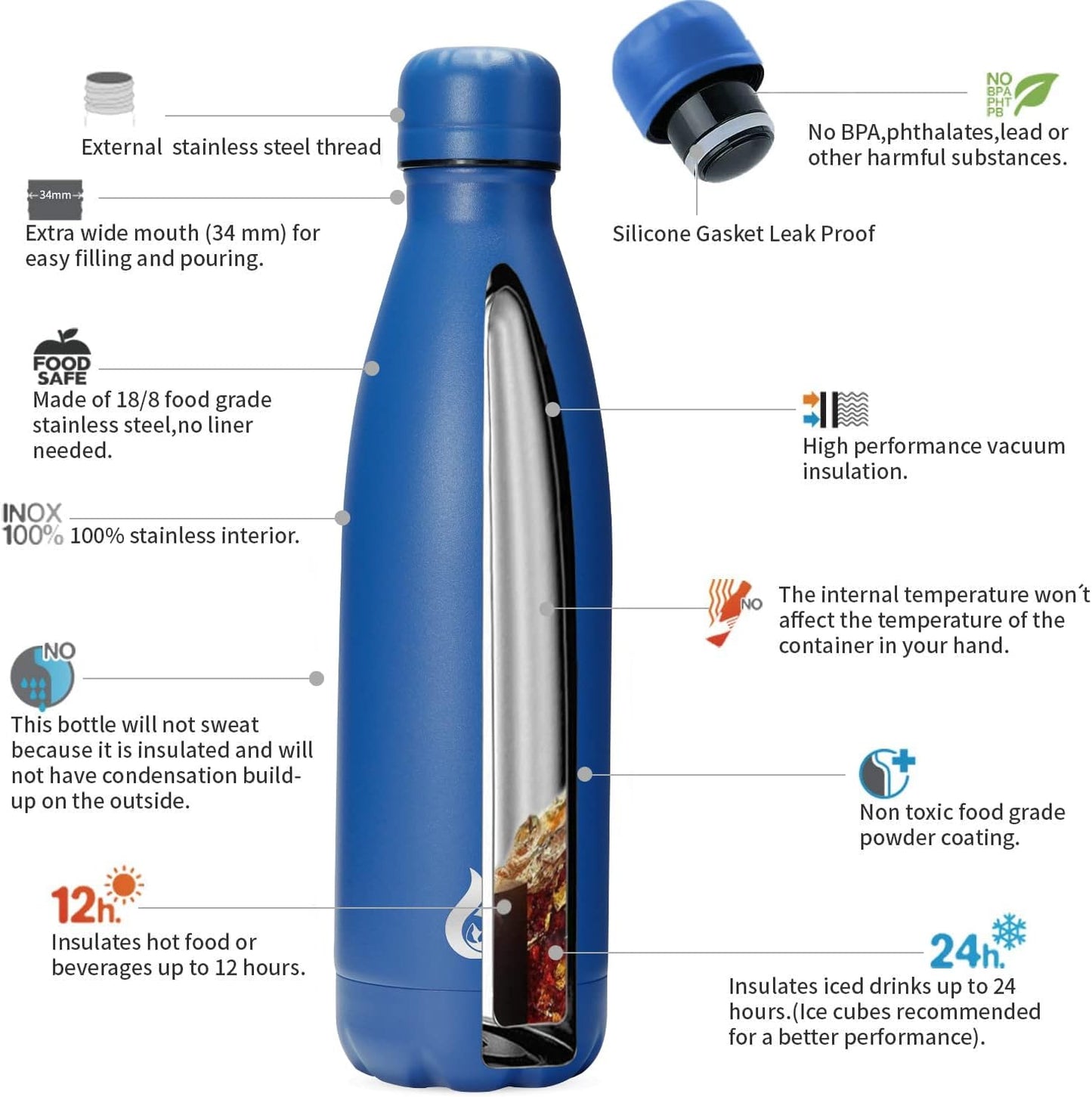 BJPKPK Insulated Water Bottle 12oz Small Stainless Steel Water Bottles Reusable Metal Thermal Keep Cold and Hot,Dreamy Purple - Colors B