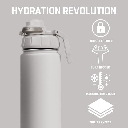 Vesmoon Vessence 24 Oz Stainless Steel Tea Infuser Bottle for Loose Leaf Tea, Water, Herbs, Fruits - Triple Layered Insulated, Leak Proof Bottle with Lid and Clip Handle - 24 Hours Hot/Cold