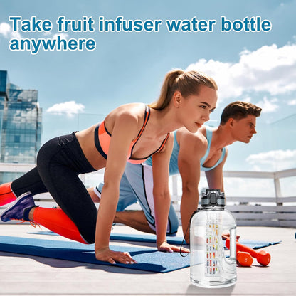 UTEBIT 32 OZ Fruit Infuser Water Bottle, Insulated Sports Water Bottle With Straw, 1L BPA Free Leak Proof Tritan Large Water Jug with Strap for Gym, Camping, Travel, Outdoor