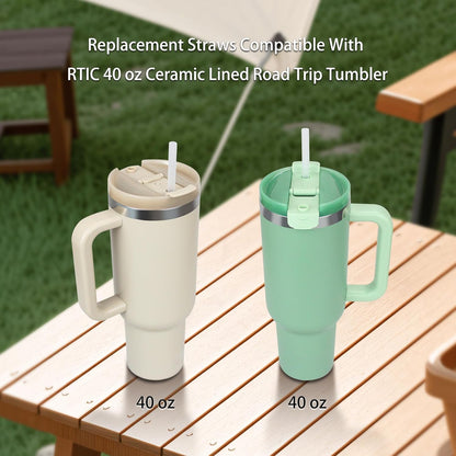 Replacement Straws Compatible With RTIC 30 oz Ceramic Lined Road Trip Tumbler, with 1 Brush (6 Pack for 30oz)