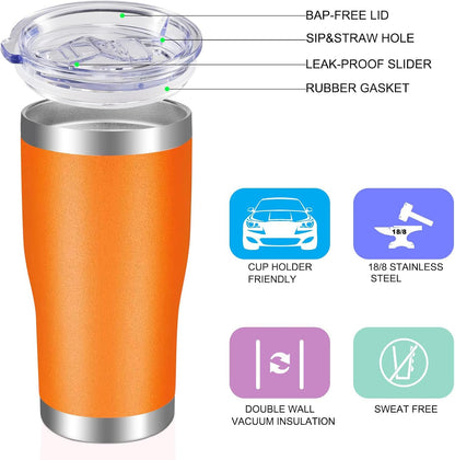 VEGOND 20oz Tumbler Stainless Steel Tumbler Cup with Lid And Straw Vacuum Insulated Double Wall Travel Coffee Mug(Orange 1 Pack)