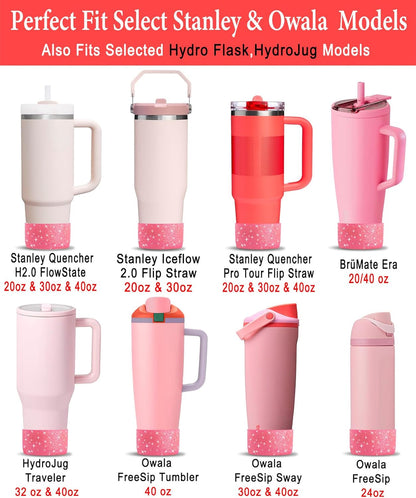 KTKUDY 2 PCS Glitter Silicone Boot Compatible with Stanley Tumbler 20 30 40 oz & Fits Hydro Flask Water Bottle 12-24oz & Fits Yeti, Simple Modern, Owala Cup - Bling Cup Bottom Protector Accessories