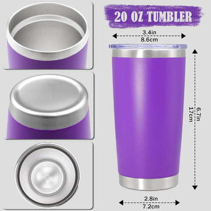 20 oz Tumbler Coffee Travel Tumblers Bulk with Lid Stainless Steel Double Wall Vacuum Insulated Mug Powder Coated Cups fit Car Cupholder for Hot and Cold - Stainless Steel, 4Pack