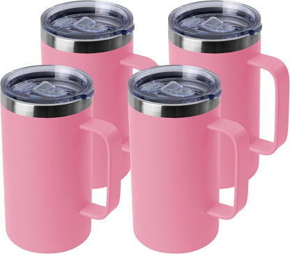 DOMICARE 24oz Mug with Handle and Lid, Stainless Steel Coffee Mug, Reusable Insulated Cup, Travel Mug with Handle, Double Wall Vacuum Coffee Tumbler for Men and Women, Black, Pack 1