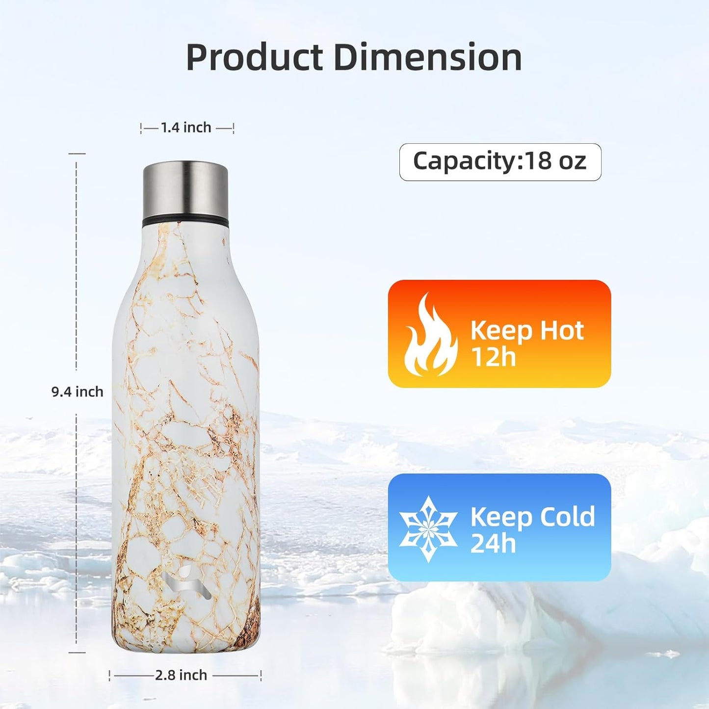 Konokyo Insulated Water Bottle with Strap,18 oz Double Wall Stainless Steel Vacuum Bottles Metal Water Flask,Macaron Green - Colors B