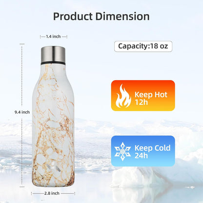 Konokyo Insulated Water Bottle with Strap,18 oz Double Wall Stainless Steel Vacuum Bottles Metal Water Flask,Macaron Green - Colors B