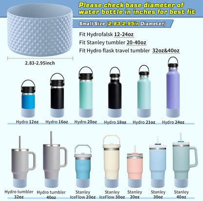 WUQID Water Bottle Boot, Diamond Silicone Boot Compatible with Stanleyy Tumbler 20-40oz & Hydroo Flask Bottle 12oz-24oz, Reduces Dents Sleeve Cover for More Bottles/Tumblers Bottom of 2.83-2.95in
