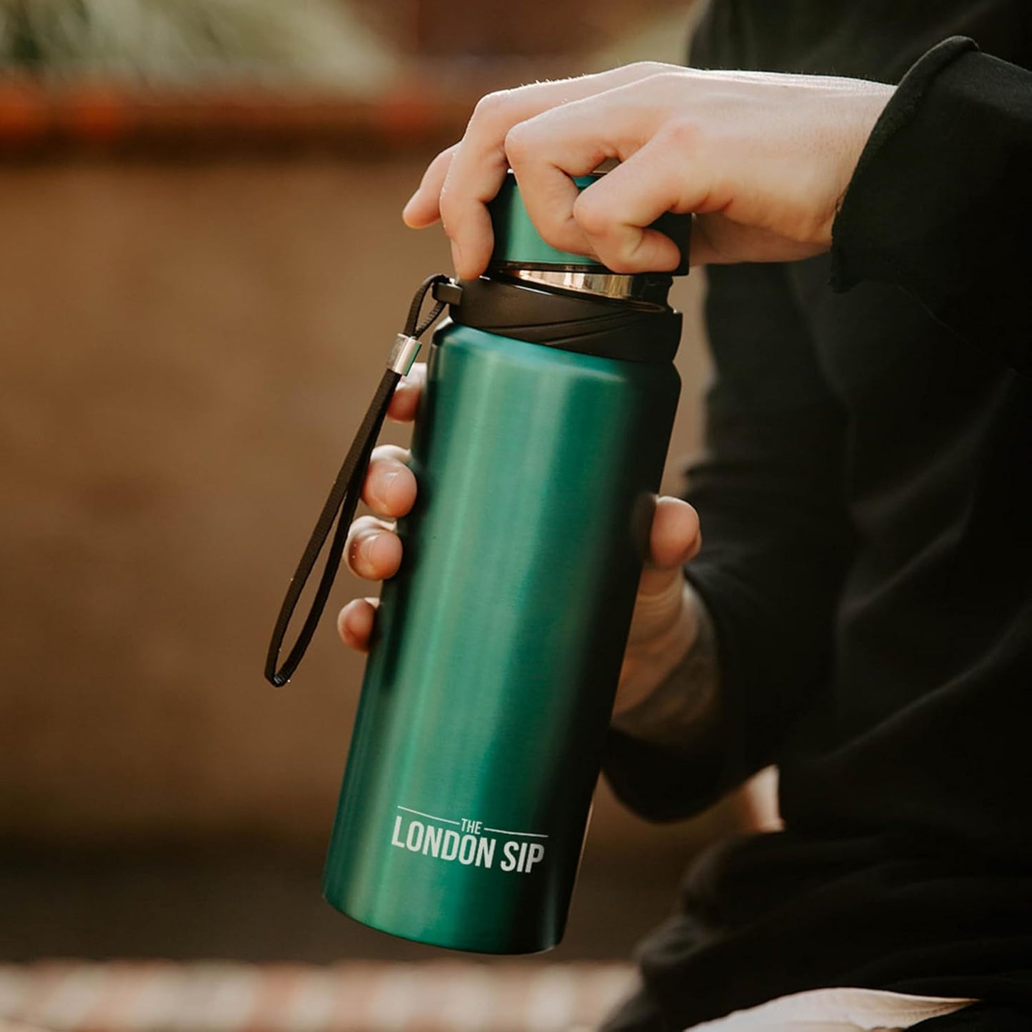 London Sip 25 oz Multi-Function Travel Mug and Tumbler Tea Infuser Water Bottle Fruit Infuser Flask Hot and Cold Double Wall Stainless Steel Coffee Thermos, Cosmic Silver