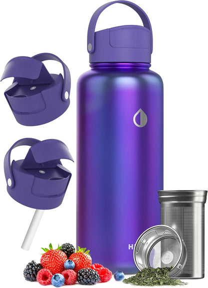 22 oz Ceramic Lined Tea Infuser Travel Tumbler, Micro-Mesh Stainless Steel Infuser, Pure Taste Ceramic Interior, Triple Insulated 12hr Hot Cold, Dual Sip & Straw Lid, Scratch-Resistant