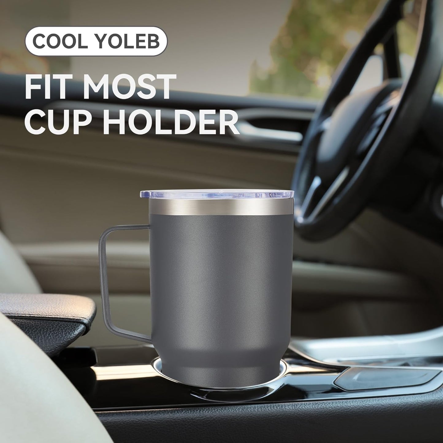 30 oz Tumbler with Handle and Lid, Stainless Steel Tumblers Double Wall Vacuum Insulated Travel Mug Leak Proof Cup Keep Drinks Cold and Hot Black, 1 Pack