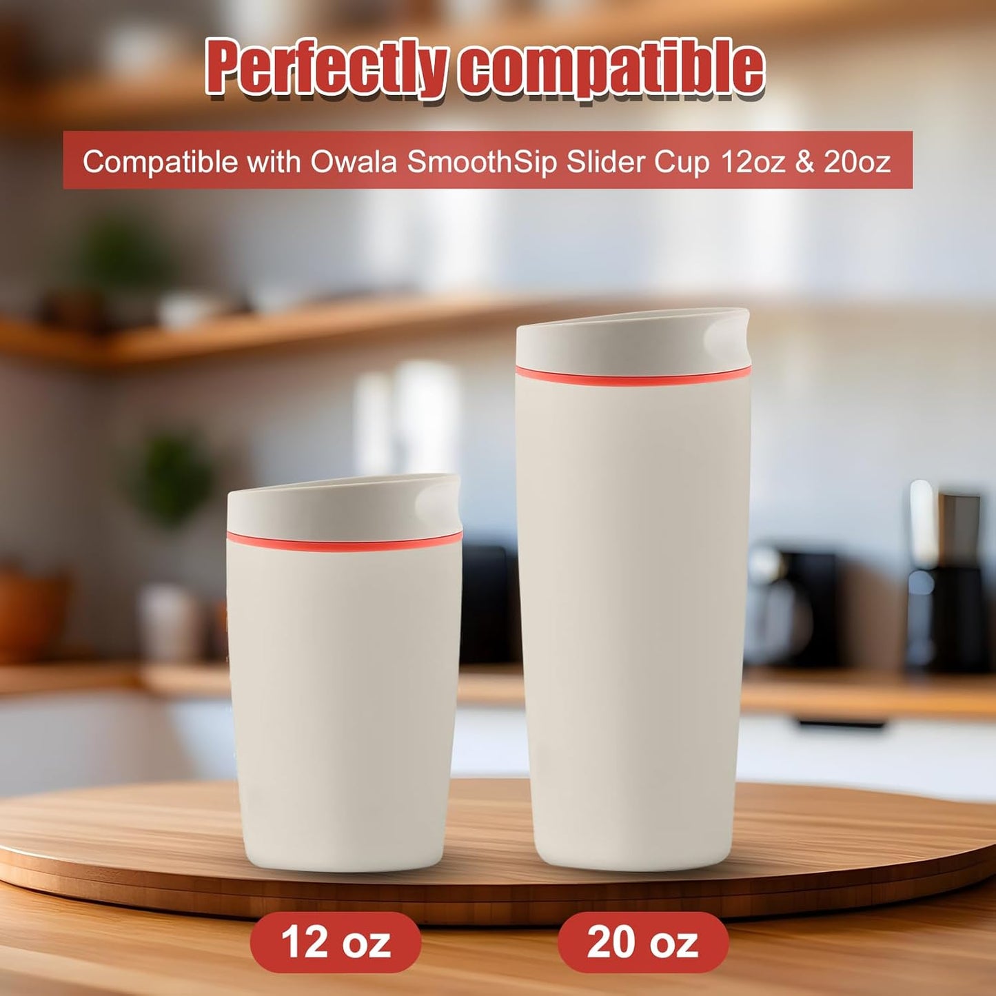 Replacement Slider Lid for Owala SmoothSip 20oz & 12oz, Top Cover Compatible with Owala 24oz Coffee Tumbler, Coffee Travel Mugs Leakproof Accessories, BPA-Free (Black Cherry)