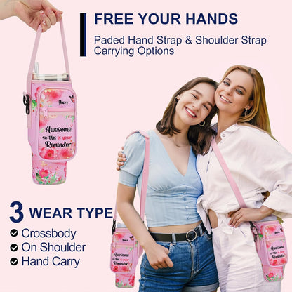 GOEWY Water Bottle Carrier Bag for Stanley 40/30 oz Tumbler with Phone Pocket Neoprene Water Bottle Holder with Shoulder & Handheld Strap Stanley Cup Accessories