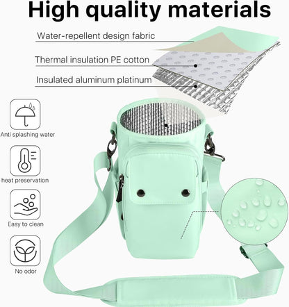 Water Bottle Holder with Strap 32 40oz Crossbody Insulated Water Bottle Carrier Sling Bag with Adjustable Wide Strap and Phone Purse 5 Pockets for Walking Hiking Gym Travel