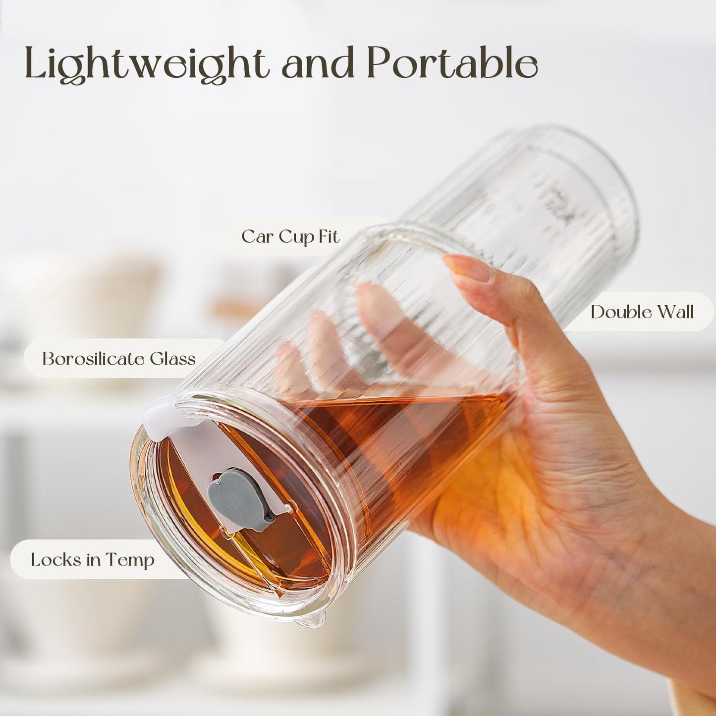 KEMORELA 28 oz Double Wall Glass Tumblers Set of 2, Extra-Wide 13mm Reusable Drinking Straws, Boba Tumbler, Wide-Mouth Water Cups for Iced Coffee, Smoothies, Boba & Tea Lovers (Clear)