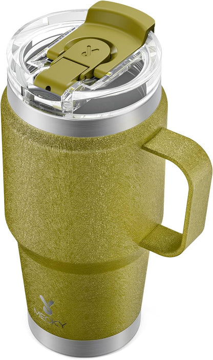 Meoky 32oz Tumbler with Handle, Stainless Steel Travel Mug with 2-in-1 Straw and Sip Lid, Vacuum Insulated Coffee Mug, 100% Leak Proof, Keeps Cold for 24 Hours or Hot for 8 Hours (Sky)