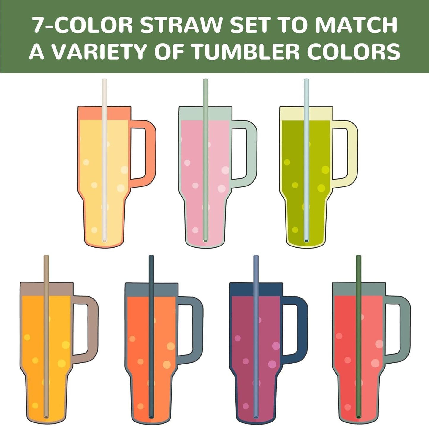 Tomorotec 15PCS Reusable Silicone Drinking Straws w/ 2 Brushes, Fit for Stanley Tumbler 40oz 30oz 20oz, 12" Long Customizable for Various Drinkware, Dishwasher Safe, BPA-Free, Safe for Teeth (Macaron)
