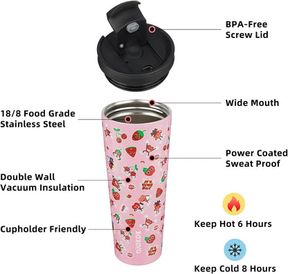 BJPKPK 22oz Insulated Tumbler With lid And Straw Stainless Steel Tumblers Travel Coffee Mug Reusable Thermal Cup,Sky