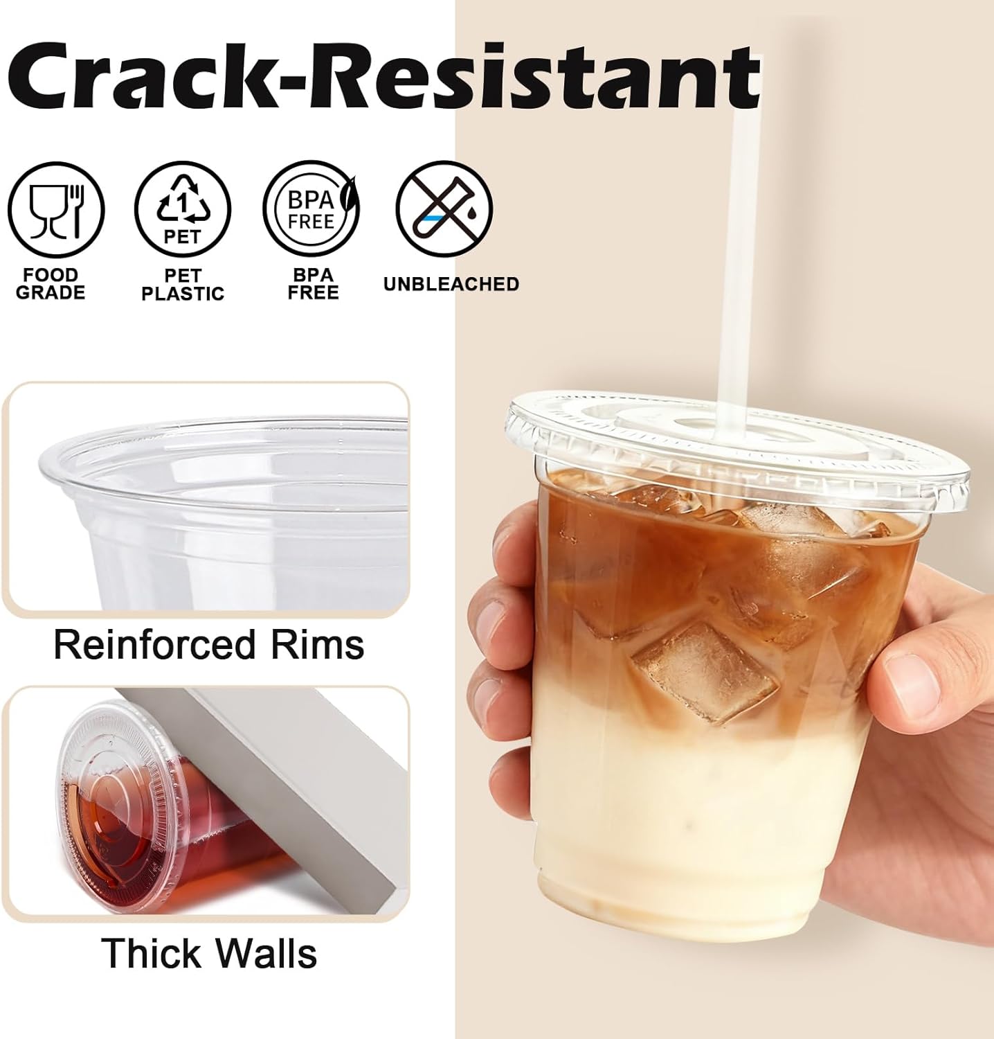 Lamosi 100 Pack 20 oz Clear Plastic Cups with Lids and Straws, Disposable Iced Coffee Cups with Lids for To-Go Cold Drinks, Smoothies and Slushie