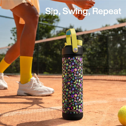 ENCOOL Insulated Water Bottle with Straw Stainless Steel Water Bottle, Leak-Proof, BPA-Free, Double Wall Vacuum Keeps Cold for 24 Hours for Sports, Travel, School (26 oz, Cotton Candy) - Colors A