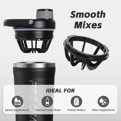 PROCHAIN Insulated Stainless Steel Shaker Bottle, Metal Shaker Cup for Protein Shakes with Storage, Leak-Proof Twist Lock Lid, Perfect for Gym Sports, 20 oz